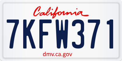 CA license plate 7KFW371