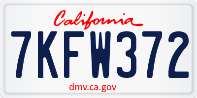 CA license plate 7KFW372
