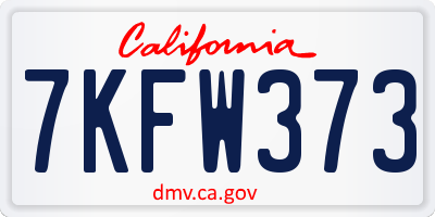 CA license plate 7KFW373