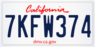 CA license plate 7KFW374