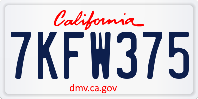 CA license plate 7KFW375