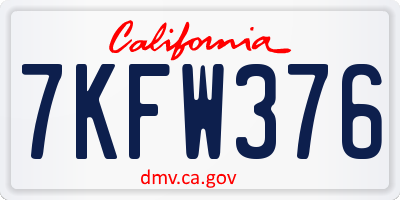CA license plate 7KFW376