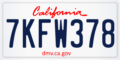 CA license plate 7KFW378
