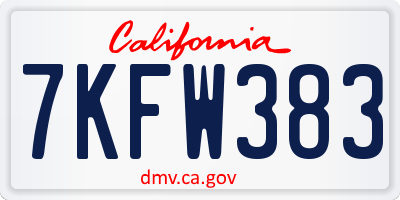 CA license plate 7KFW383