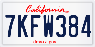 CA license plate 7KFW384