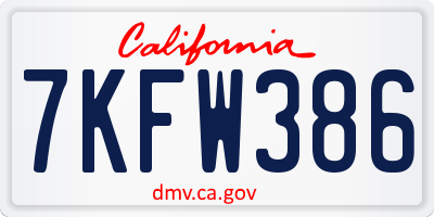 CA license plate 7KFW386