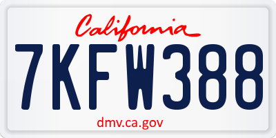 CA license plate 7KFW388