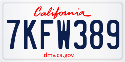 CA license plate 7KFW389