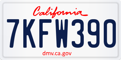 CA license plate 7KFW390