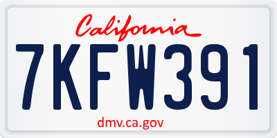 CA license plate 7KFW391