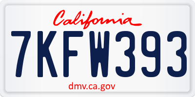 CA license plate 7KFW393