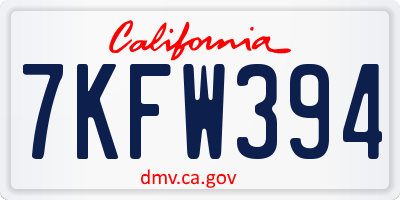 CA license plate 7KFW394