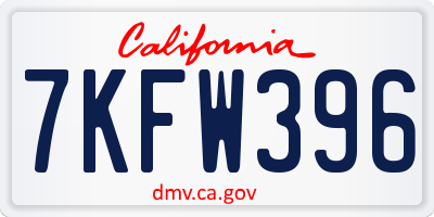 CA license plate 7KFW396