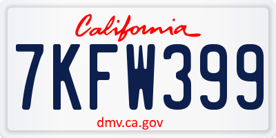 CA license plate 7KFW399