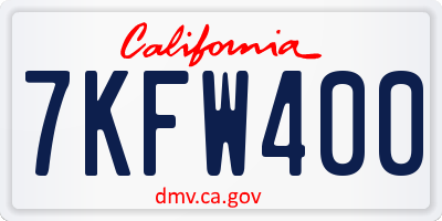 CA license plate 7KFW400