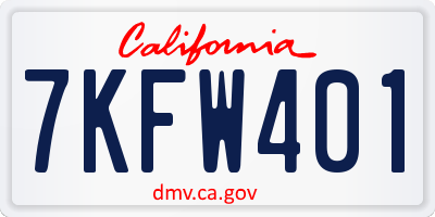 CA license plate 7KFW401