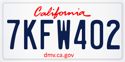 CA license plate 7KFW402