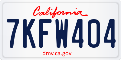 CA license plate 7KFW404