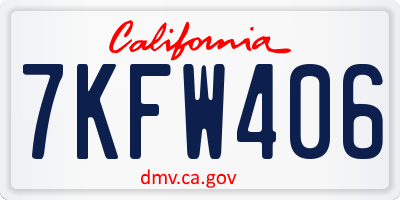 CA license plate 7KFW406