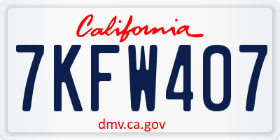 CA license plate 7KFW407