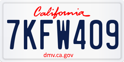 CA license plate 7KFW409