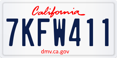 CA license plate 7KFW411