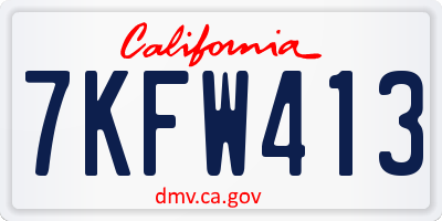 CA license plate 7KFW413