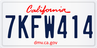 CA license plate 7KFW414
