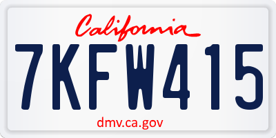 CA license plate 7KFW415