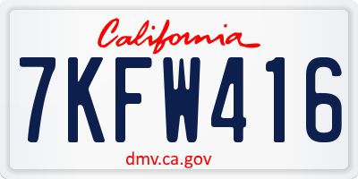 CA license plate 7KFW416