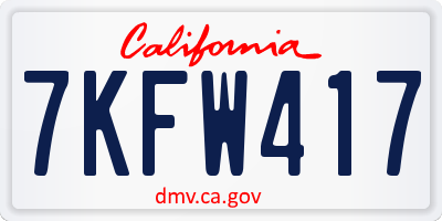 CA license plate 7KFW417