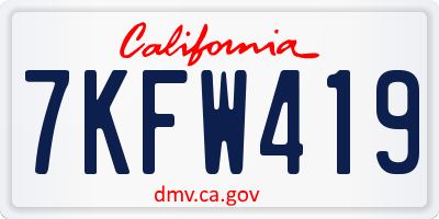 CA license plate 7KFW419