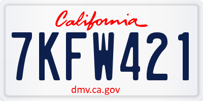 CA license plate 7KFW421
