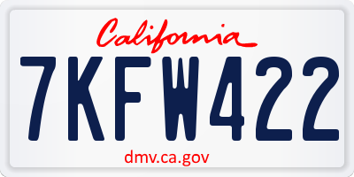 CA license plate 7KFW422