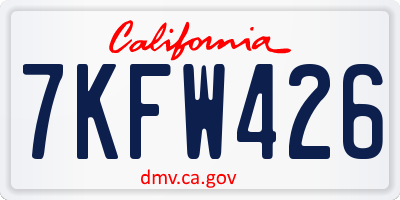 CA license plate 7KFW426