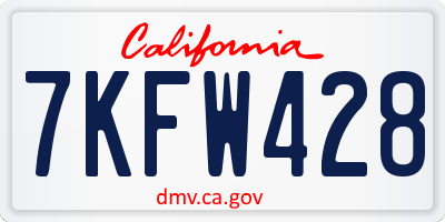 CA license plate 7KFW428