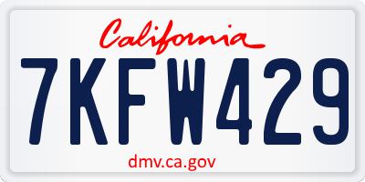 CA license plate 7KFW429