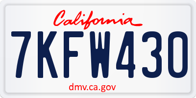 CA license plate 7KFW430