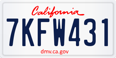 CA license plate 7KFW431