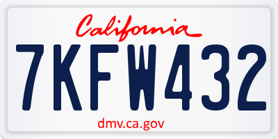 CA license plate 7KFW432
