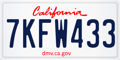 CA license plate 7KFW433