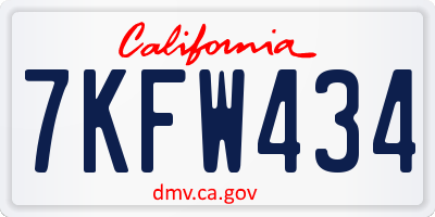 CA license plate 7KFW434