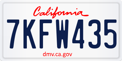 CA license plate 7KFW435