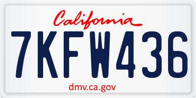 CA license plate 7KFW436