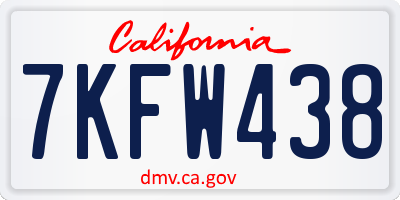 CA license plate 7KFW438