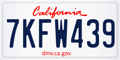 CA license plate 7KFW439