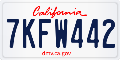 CA license plate 7KFW442