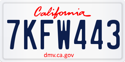 CA license plate 7KFW443