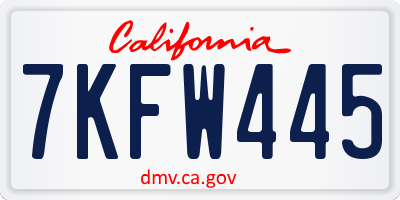 CA license plate 7KFW445