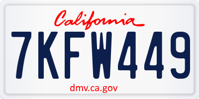 CA license plate 7KFW449
